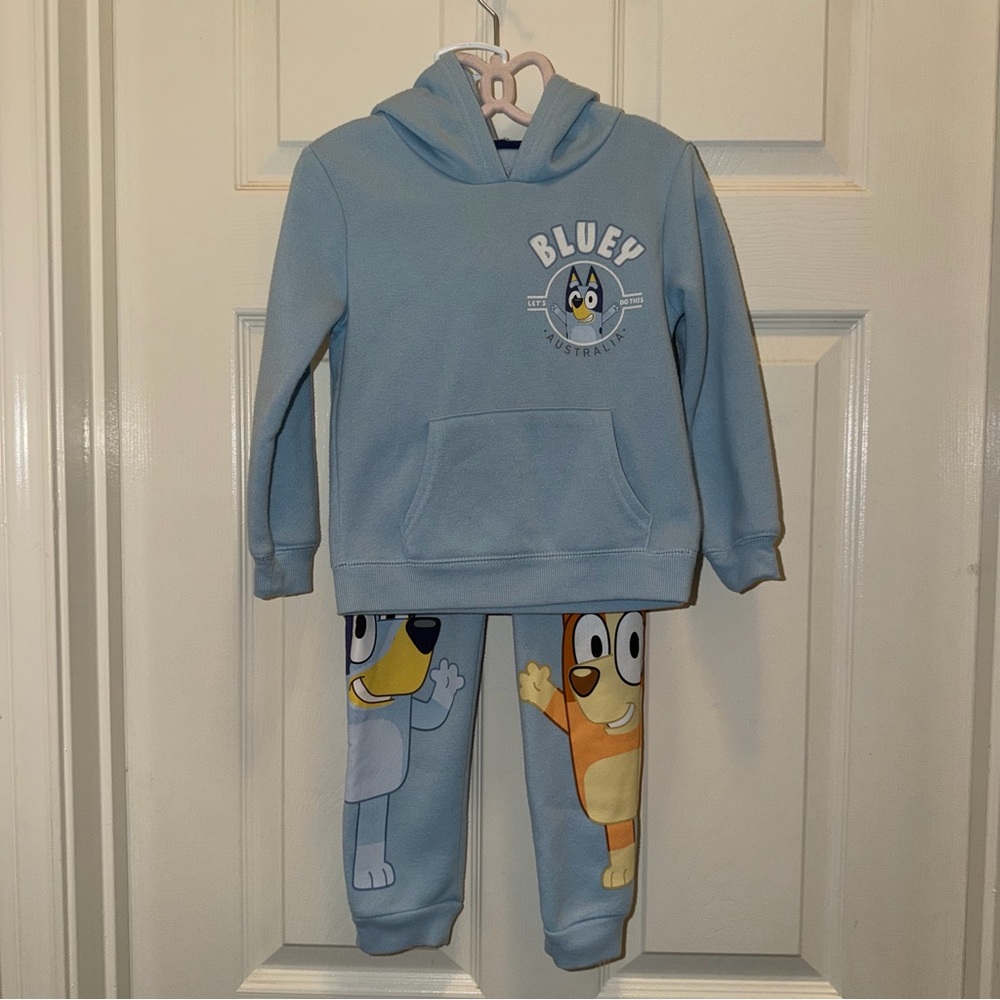 Bluey Bingo Blue Long Sleeve Hooded Fleece Pullover Sweatshirt Sweat Suit 4T